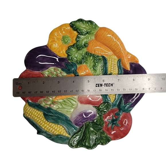 Vintage Fitz And Floyd 1996 Decorative Vegetable Plate Hand Painted 8.5 inch - Picture 3 of 5